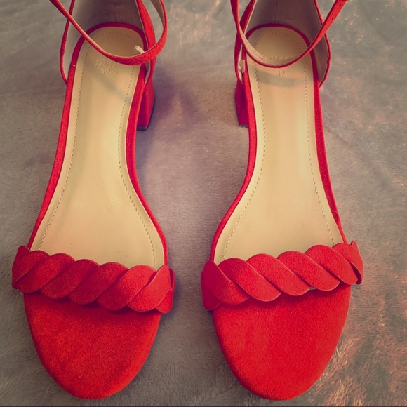 red suede block heels